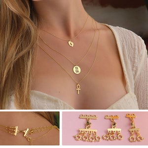 14k Solid Gold Layered Necklace Clasp Multi Necklace Separator Detangler Layering Clasp Untangle Layered Necklaces Detangler image 5