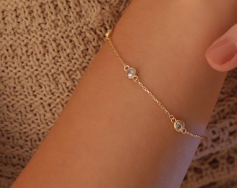 14K Gold Family Birthstone Bracelet ∙ Custom Birthstone Bracelet ∙ Birthstone Jewelry ∙ Personalized Gift For Her ∙ Friendship Bracelet