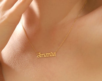 14K Yellow Gold Diamond Custom Name Necklace