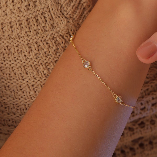 14K Gold Family Birthstone Bracelet ∙ Custom Birthstone Bracelet ∙ Birthstone Jewelry ∙ Personalized Gift For Her ∙ Friendship Bracelet