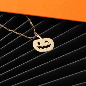 Dainty Pumpkin Necklace: Minimalist Halloween Pendant Jewelry for Women