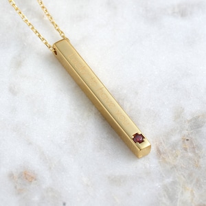 Bar Necklace With Birthstone: Personalized 3D Bar Jewelry, Unique Christmas Gift for Her