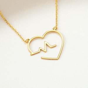 Dainty Heartbeat Necklace with Cross Pulse of Love Pendant Faithful Heartbeat Jewelry Heartbeat of Love Necklace Elegant Nurse Gift image 7