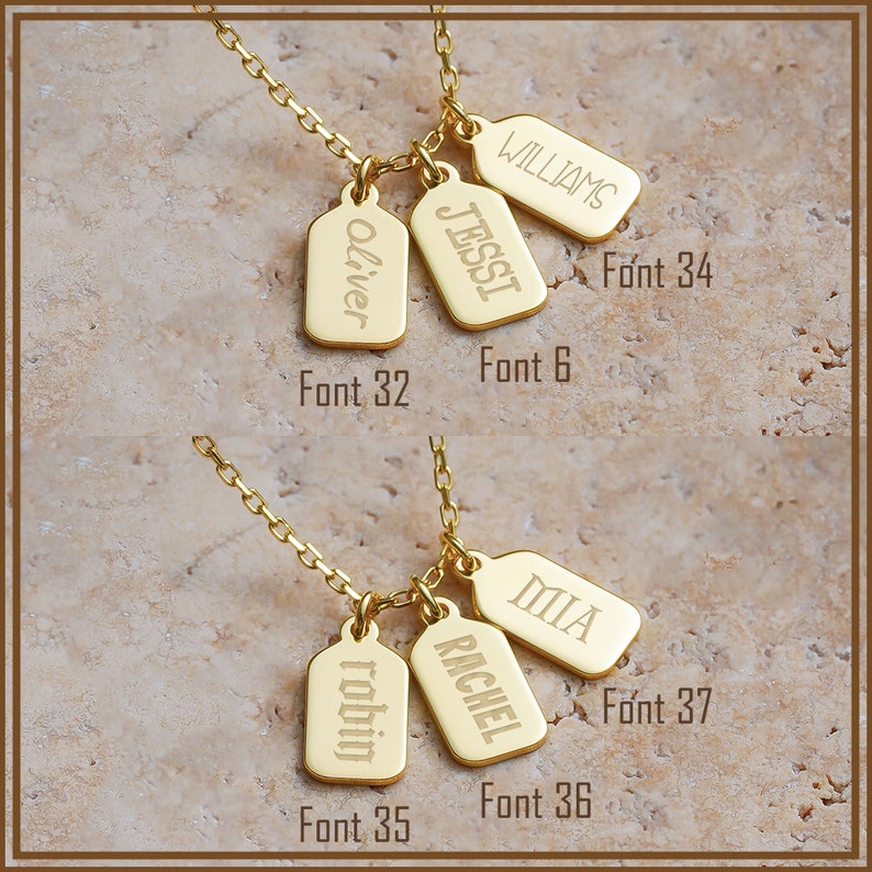 14k Massivgold Personalisierte Bar Tag Halskette Vertikale Balken Initialen Jubiläumsgeschenk für Frau Minimalistischer gravierter Name / Datum Tag Anhänger Bild 3