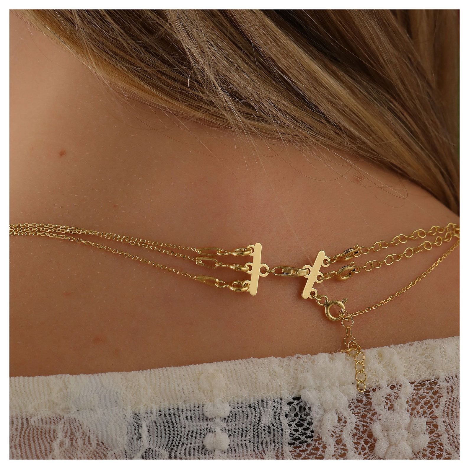 14k Solid Gold Necklace Separator Layered Necklace Detangler Multi