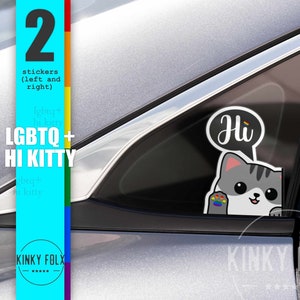 LGBTQ+ Hi Kitty Car Sticker, LGBTQ Hi Kitty, Pride, Kitty Decal, kitty lgbtq pride, lgbtq gifts