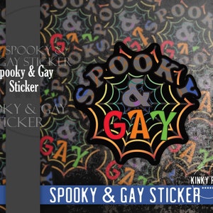 Spooky & Gay Spiderweb Sticker, Spooky Halloween, Spooky Season, Gay Gift
