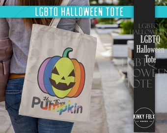 Bolsa de caramelos de lona de Halloween, Bolsa de Halloween LGBTQ, Bolsa de calabaza, Bolsa de mano queer, Bolsa de Halloween