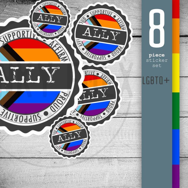 LGBTQ+ Ally Bundle / Bundle / 8 Alphabet Mafia Sticker Set / Car Decal Sticker / Laptop Sticker / Ally Sticker