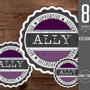 Asexual Ally Bundle / Bundle / 8 Asexual Sticker Set / Car Decal Sticker / Laptop Sticker / Ally Sticker
