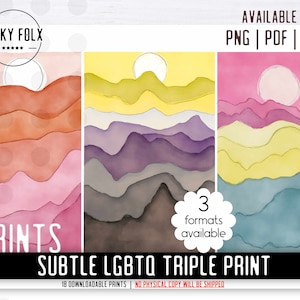 Subtle Triple Pride Digital Print | Subtle Pride Print | Minimalist Pride Art I Minimalist Pride Decor