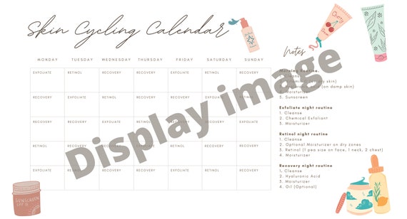 Skin Cycling Calendar for Skincare Routine product Bottles - Etsy