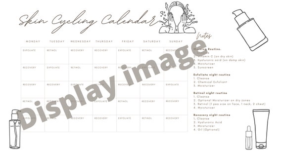 Skin Cycling Calendar for Skincare Routine sketches - Etsy Norway