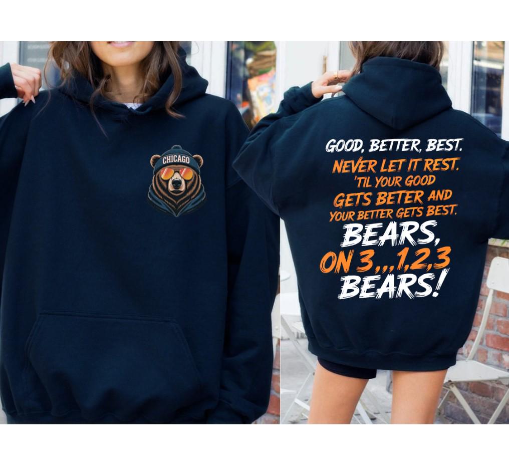 Discover Chicago Football Cute Mascot Good Better Best 2 Side Sweatshirt, Sports Retro Hoodie, Game Day Sweater