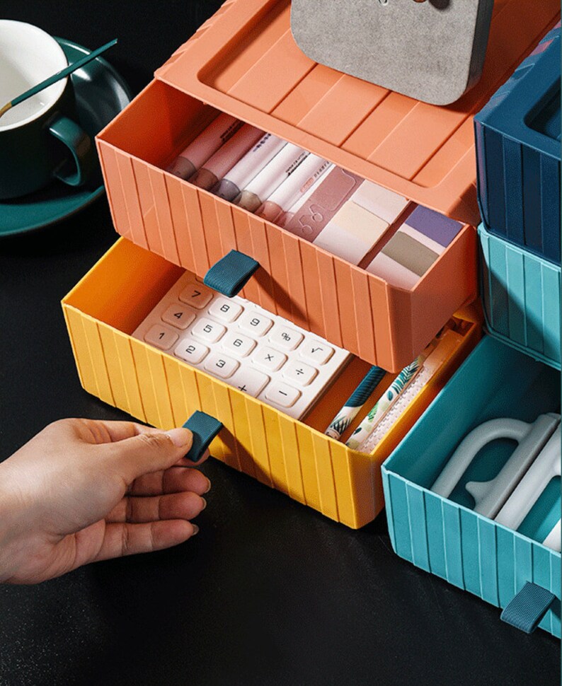 Pastel Coloured Stackable Storage Boxes for Desk Etsy Canada
