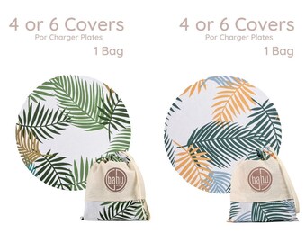 Palms Design Placemat Cover Set: Reusable Charger Plate Covers