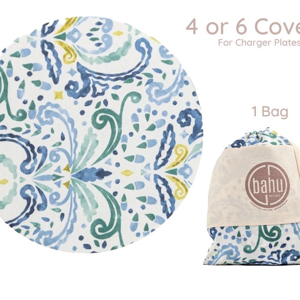 Handmade Arabesques Charger Plate Covers, Set of 4/6 Reusable handmade tableware. Comes in a fabric bag, Sousplat Cover, Table linen