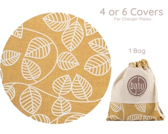 Rustic Leaves Charger Plate Cover Set: Cotton Placemat, Table Linen