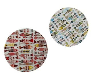 Fish Placemat Cover Set: Reusable Cotton Charger Plate Covers
