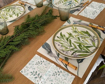 BAHU HOME Botanical Paper Placemats 15 x 11 inches, 20 sheets per pad