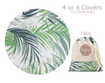 Garden Charger Plates Cover, Set of 4/6 Reusable placemats and a Fabric bag