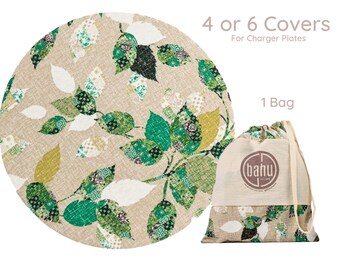 Patch Leaves Charger Plate Cover: Handmade Cotton Placemat (Set of 4/6)