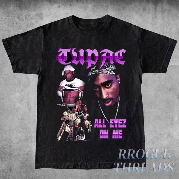 Vintage Tupac Shirt, Hip-Hop Graphic Tee, Urban Streetwear, Tupac Shakur Tee, Retro Hip-Hop, All Eyez On Me, Thug Life Clothing, West Coast