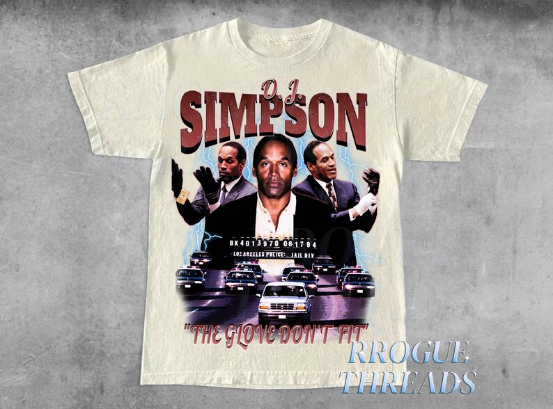 OJ Simpson Graphic Tee, Glove Dont Fit Must Acquit, OJ The Juice Shirt, Rip OJ Shirt, Robert Kardashian Sr, oj simpson shirt zdjęcie 4