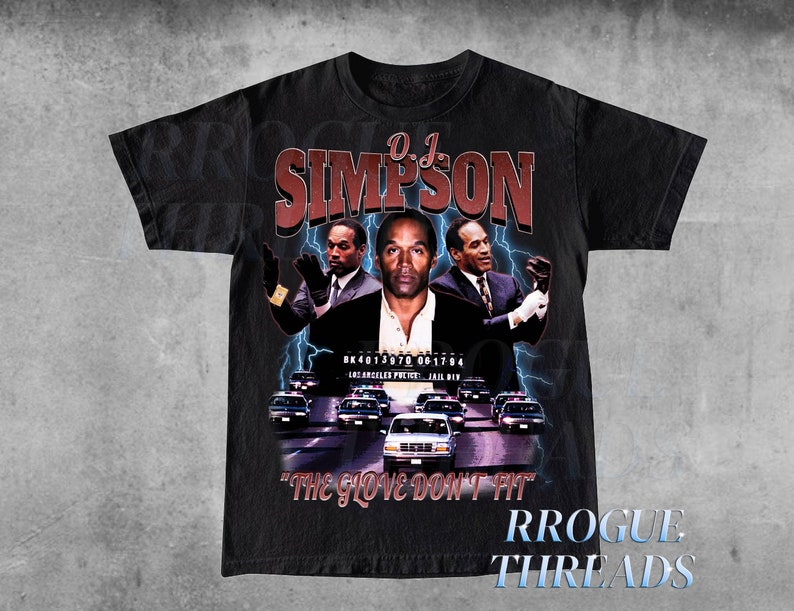 OJ Simpson Graphic Tee, Glove Dont Fit Must Acquit, OJ The Juice Shirt, Rip OJ Shirt, Robert Kardashian Sr, oj simpson shirt zdjęcie 1