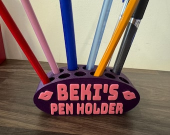 Portalápices 3D bicolor. Organizador de escritorio personalizable. Portalápices 3D. Decoración moderna para la oficina. Portalápices personalizado, portalápices único.