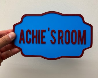 Personalised 3D dual colour door sign, 3d room door plaque. Great gift for kids and young adults, custom-named wall or door signage gifts.