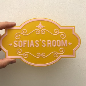 Personalised door sign for kids room, 3D dual colour room door sign for girls, great as a birthday gift or a Xmas present. room door plaque