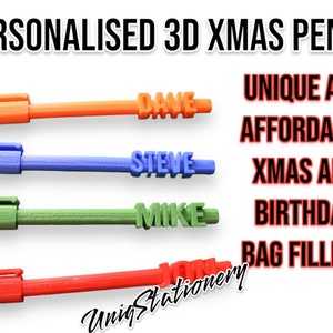 Stylo de Noël personnalisé, cadeau de Noël et d'anniversaire pour sac de Noël unique et abordable Stylo 3D, stylo prénom, stylos personnalisés, obtenez le vôtre aujourd'hui !