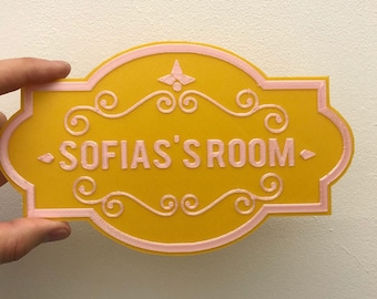Personalised Door Sign for Kids Room, 3D Dual Colour Room Door Sign, Girls Room Plaque, Birthday Gift, Xmas Present