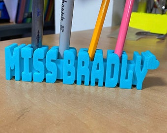 Personalised teacher pen holder - say thank you to your teacher(s). Great for Xmas or as a end of the year thank you gift - Unique gift