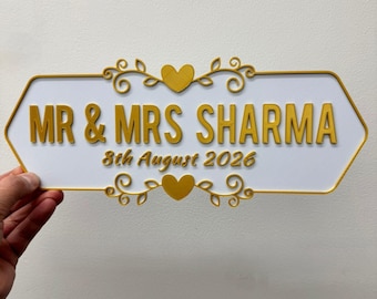Letrero personalizado para la boda de los señores, letrero 3D con nombre personalizado, letrero para la mesa principal, decoración de boda, regalo para la pareja.