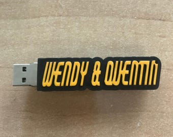 Personalised Two Name USB Drive, Custom Pen Drive, 16GB 32GB 64GB, Dual Colour 3D Memory Stick, Keepsake Gift