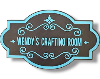 Letrero para puerta artesanal personalizado, placa para puerta de habitación personalizada en dos colores 3D, una gran adición a cualquier estudio de arte o manualidades.