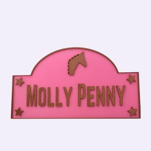 Letrero personalizado con nombre de caballo en 3D, nombre de establo, regalo ecuestre, placas para puerta de granero, cuarto de aperos