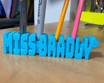 Personalised Pen Holder, 3D Name Desk Organiser, Teacher Gift, Pencil Holder, Office Decor