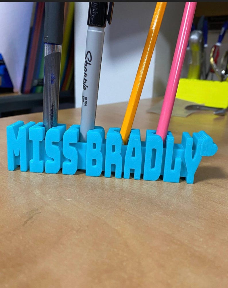 Personalised Pen Holder, 3D Name Desk Organiser, Teacher Gift, Pencil Holder, Office Decor image 1