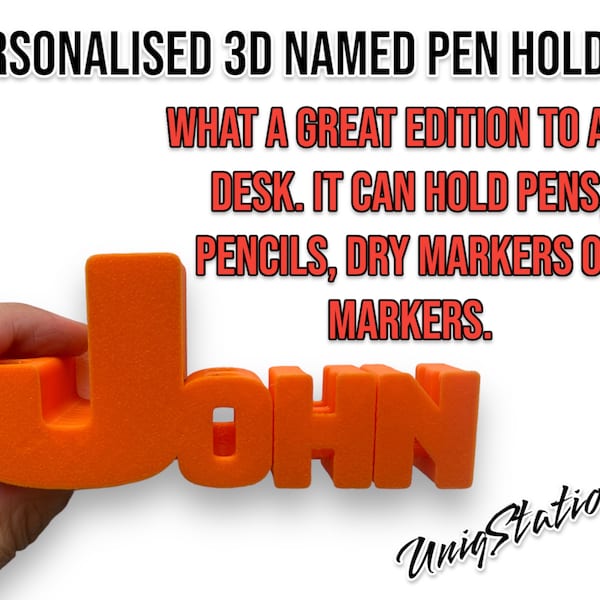 Personalised Name Environmental 3D Plastic Pen Holder - Eco-Friendly Desk Organizer - Unique - Great as a Gift -  Kids & Teachers love them!
