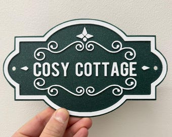 Letrero personalizado para la casa, letrero 3D personalizado para casa de campo, decoración para la puerta principal, regalo para un nuevo hogar, regalo de inauguración de casa