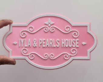Personalised Siblings Playhouse Sign, Twins, Custom Cubby House, Playroom Decor, 3D Dual Colour Name Plaque