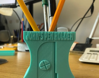 Pen holder for desk, Personalised 3D shaped pencil sharpener, looks great on any desk, Great gift- Teacher, office colleagues