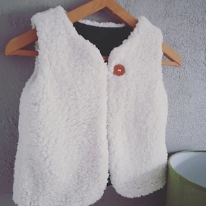 Reversible faux fur-corduroy shepherd&#39;s vest for boys/unisex, customizable