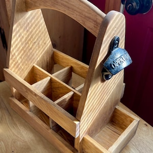 Drink Carrier with Bottle Opener, Wooden Beer Carrier, Wooden Tote, Custom Six Pack Holder