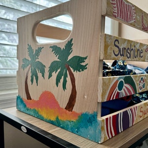 Customized Large Bikini Box, Handmade Crate, Bathing Suit Organization, Gifts for her, Personalized Swim Suit Box image 7