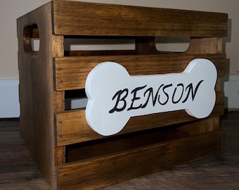 Personalized Dog Toy Box Wooden | Custom Pet Storage Bin | Dog Toy Organizer | Dog Lover Gift | Painted Dog Name Box
