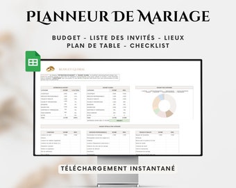 Organisateur de mariage Google Sheets, Budget de mariage, planification de mariage, modèle de mariage, agenda de mariage, finances mariage